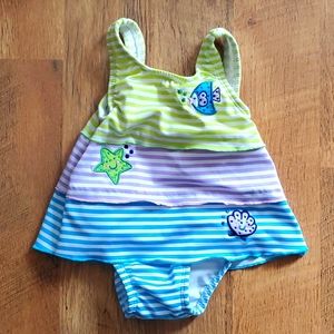 Baby Buns striped‎ swimsuit 12M